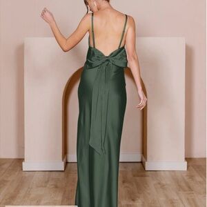 Revelry Steph Satin Bridesmaids’ Dress -Deep Olive